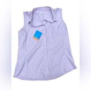 NWT Columbia Kestrel Trail Lite Light Purple Sleeveless Button Down Top Sz XL